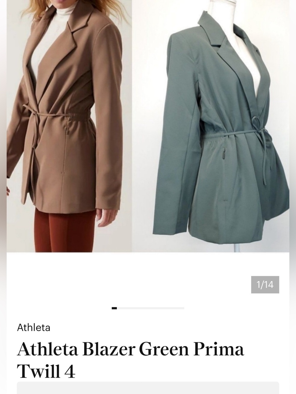 Athleta Blazer Green Prima Twill 4